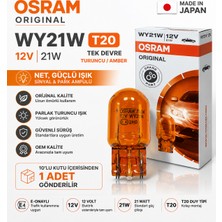 Osram Original T20 WY21W 12V 21W Turuncu Amber Cam Ampul Sinyal Ampulü 1 Adet