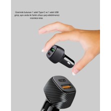 Pd Destekli 38W Araç Şarj Başlığı Type-C + USB Çift Çıkış Hızlı Şarj