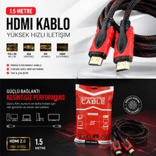 BD 1.5 Metre Örgülü HDMI Kablo Full Hd V1.4 Altın Uçlu - Ps5, Ps4, Pc, Tv, Monitör ve Uydu Alıcısı Uyumlu High Speed Kablo