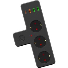 Eco Lounge Yumurcak Shop Termal Akım Korumalı 3 Adet Soket,3 Adet USB ve 1 Adet Type-C Girişli 20W Priz Model 3397