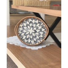 Marys Concept Rattan Yuvarlak Sedefli Tepsi 25 cm