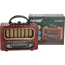 Eco Lounge Orta Boy Retro Ahşap Tasarım Bluetooth Hoparlörlü Radyo – Fm/am Destekli, Şarjlı ve Taşınabiliri Radyo NS-6636