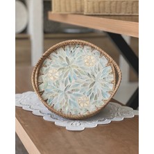 Marys Concept Rattan Yuvarlak Sedefli Tepsi 25 cm