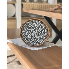 Marys Concept Rattan Yuvarlak Sedefli Tepsi 25 cm