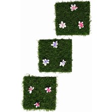 Eco Lounge Çiçek Desenli Yapay Çim Gider Kapağı - 96X5 cm - Doğal Görünüm