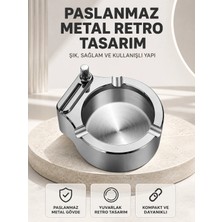 Eco Lounge Çakmaklı Küllük Paslanmaz Metal Yuvarlak Tasarım