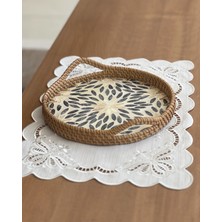 Marys Concept Rattan Yuvarlak Sedefli Tepsi 25 cm