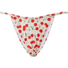 Good American Çarpıcı Kiraz Desenli Bikini Altı - Beyaz