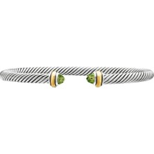 David Yurman Klasik Kablo Bilezik, 18 Ayar Sarı Altın ve Gümüş ile Peridot