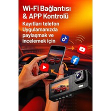 Eco Lounge Wifi 1080P Araç Içi 3 Kameralı LCD Ekranlı Gece Görüşlü , G-Sensör , Geri Görüş Kamera
