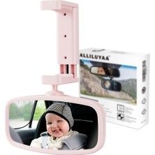 Alliluya Bebek Araba Dikiz Aynası, Pembe, 360° Döndürülebilir, Yaylı Klipsli