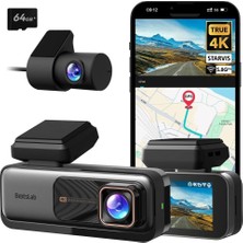 Botslab 4K Dash Cam Ön Arka Kamera, Gps Wi-Fi, 64GB Sd Kart, Adas, Gece Görüşü, 170° Geniş Açı
