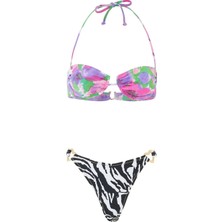 Rotate Çiçekli Zebra Desenli Bikini