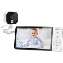 GHB ABM700 Bebek Kameralı Monitör, 5" 720P Hd IPS Ekran, Gece Görüşü, Vox Modu, 5000MAH