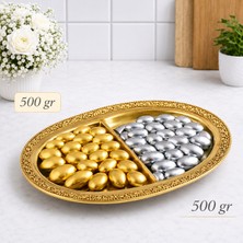 Ülkü Kuruyemiş (500 Gr) Gold Bademli Draje + (500 Gr) Gümüş Bademli Draje Nişan Düğün Hediyelik Tatlı Atıştırmalık