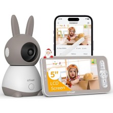 2k/3mp Wifi Bebek Monitörü, 5" Ekran, 360° Görüş, Otomatik Takip, Gece Görüşü, Hareket Algılama