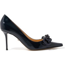 Mach & Mach Şık 85MM Topuklu Çift Fiyonk Saten Stiletto