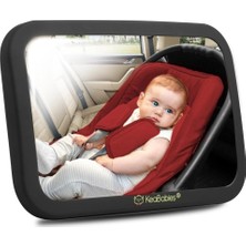 Keababies 360° Bebek Araba Aynası, Kırılmaz, Şık Siyah, Güvenli ve Geniş Görüş