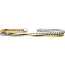 David Yurman Çarpıcı Crossover Bilezik, Gümüş ve 18 Ayar Sarı Altın