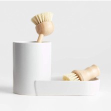 Crate & Barrel Chet Beyaz Seramik Lavabo Rafı, Minimalist ve Modern Tasarım