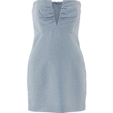 Roland Mouret Straplez Diamante Mini Elbise