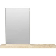 Ferm Living Caseta Traverten Tabanlı Masa Üstü Ayna Dekoratif ve Şık Tasarım 45X32 cm
