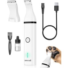 Oneisall Köpek Tırnak ve Tüy Kesme Makinesi, Sessiz USB Şarjlı, Çift Başlıklı Traş Aleti