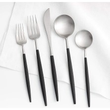 Crate & Barrel Aero Siyah 5 Parçalı Çatal Bıçak Takımı Modern Tasarım ve Şık Mat Siyah Saplar