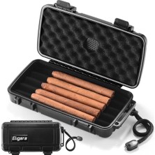 Eligara Seyahat Tipi 5'li Puro Humidor Kutusu Su Geçirmez, Darbelere Dayanıklı, Nemlendirici Diskli