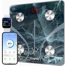 Renpho Vücut Yağı Tartısı, Z-Mermer Tasarım, 13 Ölçüm, Bluetooth Bağlantılı