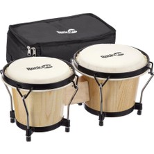 RockJam Technote Bongo Seti (17,8 cm ve 20,3 Cm) Doğal Ahşap, Inek Derisi, Akort Anahtarı
