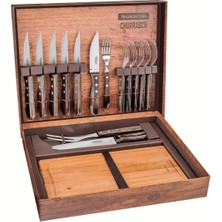 Tramontina Brazil Churrasco 15 Parça Barbekü Seti, Paslanmaz Çelik Bıçaklar ve Polywood Saplar