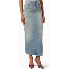 Acne Studios Açık Mavi Denim Etek - Distressed Detaylı, 60% Pamuk 40% Lyocell, Rahat ve Şık