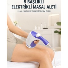 Epilons 5 Başlıklı Elektrikli Masaj Aleti 2200-2500 Rpm Yüksek Titreşimli Vücut Bakım ve Rahatlama Cihazı