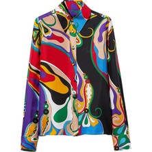 Pucci Orkide Desenli Ipek Twill Gömlek