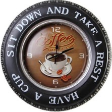 Kaufhier Dekoratif Araba Tekerleği Coffea Timetemalı Saatli LED Işıklı