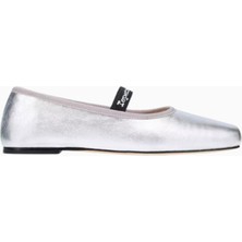 Repetto Lisbeth Ballerina Flats – Metalik Deri, Kare Burunlu, Logo Lastikli