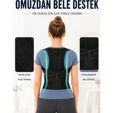 Kaufhier Dik Duruş Korsesi Fileli Sırt ve Bel Destekli Ayarlanabilir Omuz Destek Korsesi