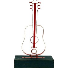 Kaufhier Obje Gitar Ahşap Standlı Biblo Dekoratif Ev Ofis Hediyelik