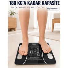 Epilons Dijital Akıllı Cam Baskül Mobil Uygulama Destekli Vücut Analiz Tartısı 180 kg