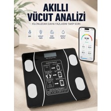 Epilons Akıllı Vücut Analiz Baskülü Bluetooth Bağlantılı 4 Sensörlü LCD Ekranlı Dijital Tartı