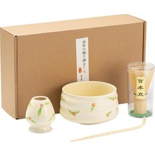 Uhoome 4 Parçalı Japon Matcha Seti, Matcha Çırpıcısı, Bambu Ölçü Kaşığı,  Geleneksel Matcha Seti