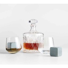 Crate & Barrel Viski Lover Seti, Elliot Sürahi, Roly Rocks Bardaklar ve Sabuntaşı Viski Taşları
