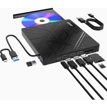 Agptek 8 In 1 Harici CD DVD Yazıcı USB 3.0 Type-C Optik Sürücü