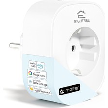 Eightree Eıghtree Matter Uyumlu Wi-Fi Akıllı Priz, 16A, Smartthings ile Uyumlu, Akım Ölçümü