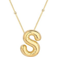 Tienda Elegante Gümüş Gold Balon S Harfi Kadın Kolye