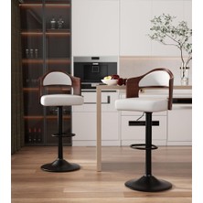 Hawthy Home Bar Taburesi 2'li Set, 360° Döner, Ayak Destekli, Sırtlıklı Sandalye