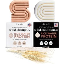 Kitsch Pirinç Şampuan ve Saç Kremi Barı, Vegan Saç Bakım Seti, 2'li Set