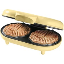 Bestron Çift Kalp Waffle Makinesi, 700W, Yapışmaz Kaplama, Sarı Renk, Mükemmel Waffle Keyfi
