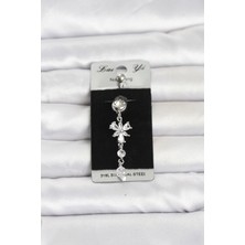 Bşk Virgo 316L Cerrahi Çelik Sallantılı Zirkon Taşlı Model Göbek Piercing